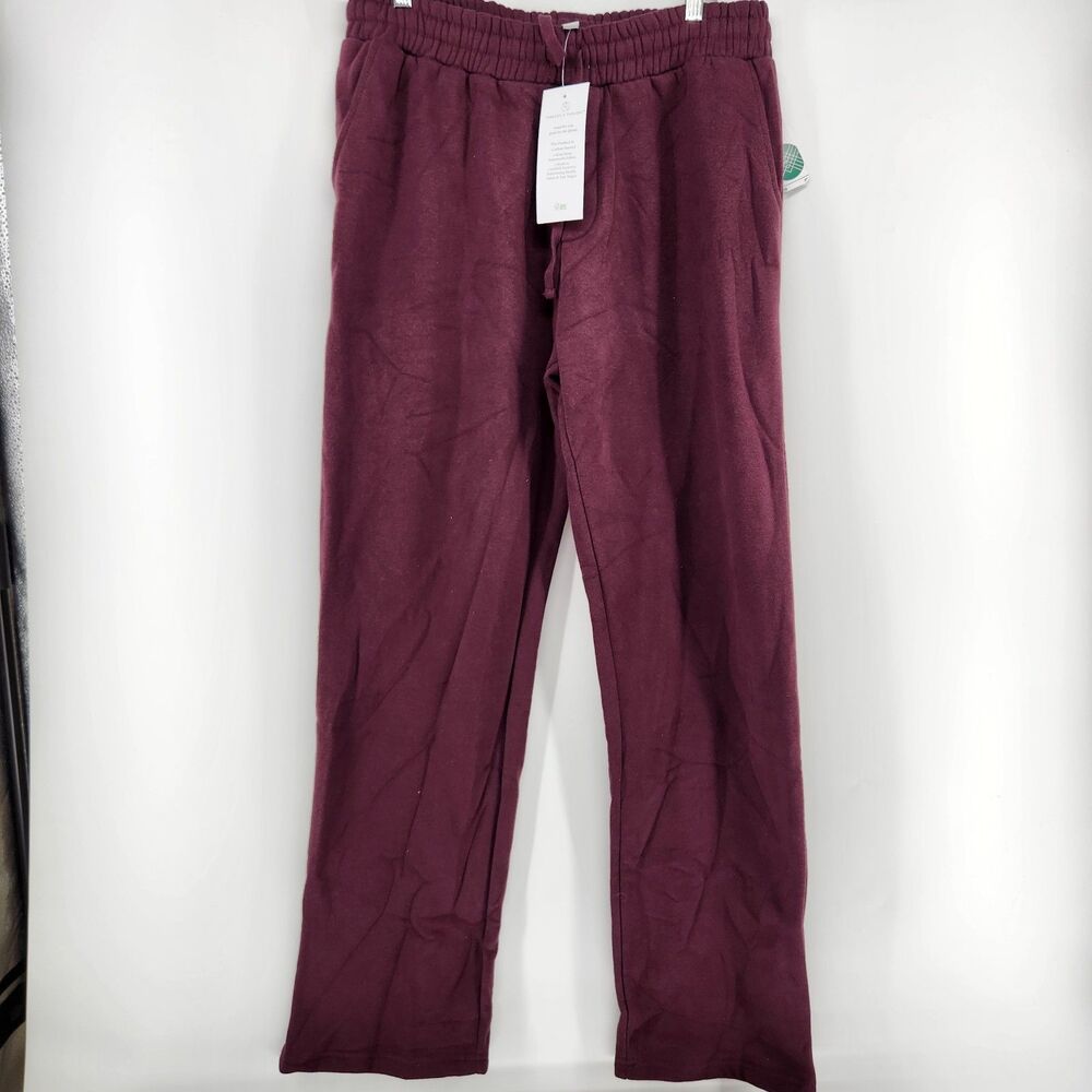 Threads 4 Thought Burgundy Large Kevin Peached Eco Fleece Pants NWT